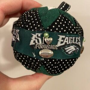 Eagles Football Handmade Quilted Holiday Ornament - Green, White, and Black